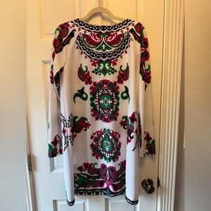 Tibi Pink Black Long Sleeve Sheath Dress